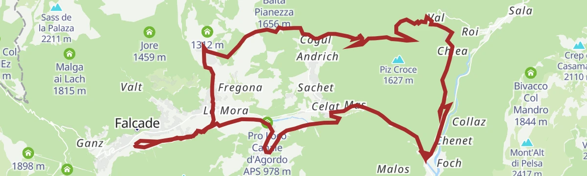 Route map: Fedèr, Cogul , Fontanelle... un giro completo nella valle del Biois
